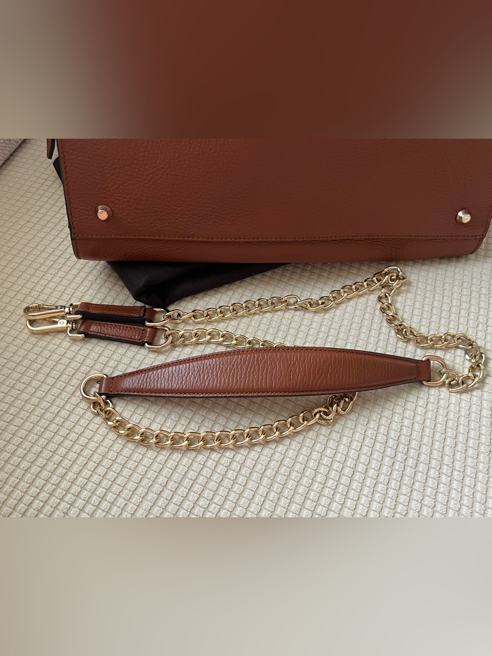 Roberto Cavalli Chestnut Brown Leather Satchel with Gold Hardware - Picture 6 of 9